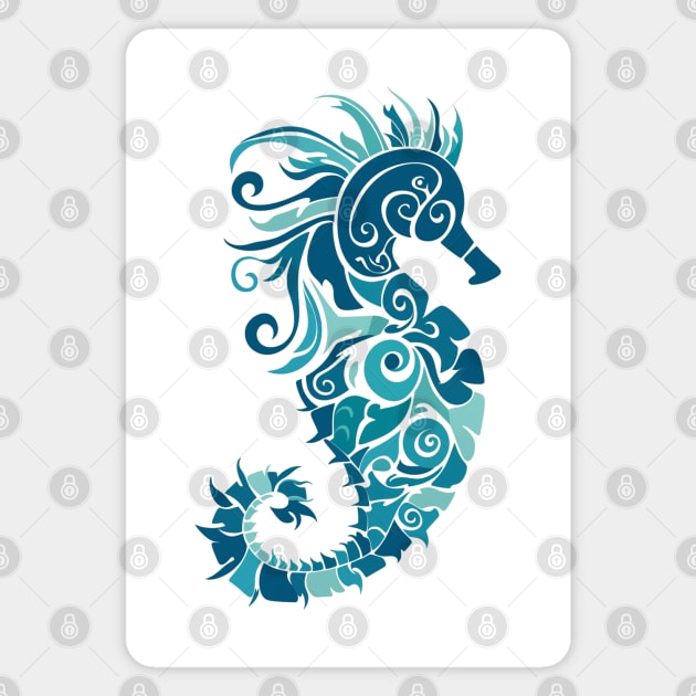 Aqua Seahorse Design Magnet by MythicLegendsDigital